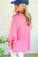 Load image into Gallery viewer, Bonbon Mineral Wash Studded Batwing Sleeve Oversized Top
