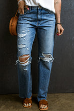 Load image into Gallery viewer, Blue Jeans | Distressed Raw Hem Blue Jeans with Pockets | Blue Jeans
