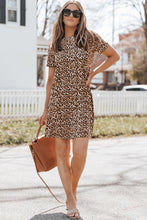 Load image into Gallery viewer, Leopard Print Short Sleeve A-line Mini Dress
