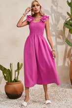 Load image into Gallery viewer, Maxi Dress | Rose Solid Color Ruffled Straps Dress
