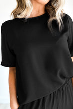 Load image into Gallery viewer, Wide Leg Pants Set | Black Solid Color T Shirt 2 Piece Set
