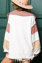 Load image into Gallery viewer, Patchwork Plaid Top | White Exposed Seam V Neck Loose Blouse
