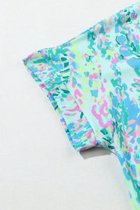 Floral T Shirt | Green Loose Painted Top