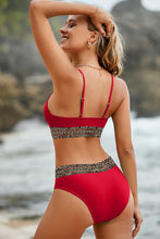 Load image into Gallery viewer, Womens Swimsuit | Leopard Trim Scoop Neck Bikini Set
