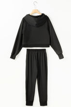 Load image into Gallery viewer, Lounge Set | Black Drawstring Hoodie and High Waist Pants
