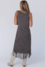 Load image into Gallery viewer, Gray Round Neck Sleeveless Fringe Hem Long Dress
