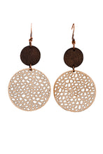 Load image into Gallery viewer, Drop Earrings | Khaki Hollow Out Wooden Round
