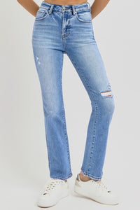 RISEN Distressed High-Rise Ankle Jeans