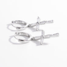 Load image into Gallery viewer, 925 Sterling Silver Zircon Cross Earrings
