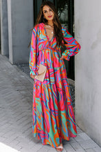 Load image into Gallery viewer, Multicolor Wild Lotus Ruffle Tiered Maxi Dress | Dresses/Maxi Dresses
