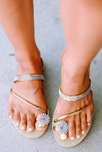 Load image into Gallery viewer, Gold Rhinestone Toe Ring Flat Sandals | Shoes &amp; Bags/Slippers
