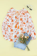 Load image into Gallery viewer, Orange Split V Neck Floral Print Dolman Blouse | Tops/Blouses &amp; Shirts
