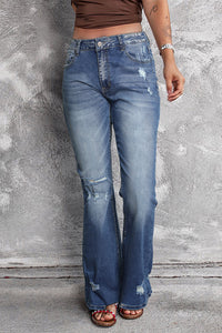 Blue Distressed Flare Jeans | Bottoms/Jeans