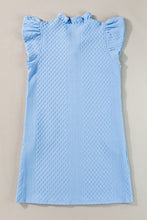 Load image into Gallery viewer, Mini Dress | Light Blue Textured Puff Sleeve V Neck Dress
