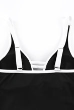 Load image into Gallery viewer, Black Strappy V Neck Side Split One-piece Swimdress | Swimwear/Swim Dresses
