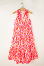 Load image into Gallery viewer, Tiered Maxi Dress | Pink Floral Print Sleeveless Dress
