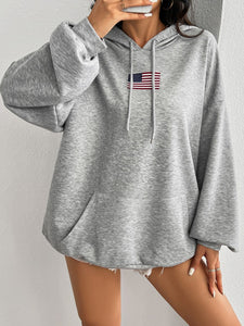 Drawstring US Flag Hoodie