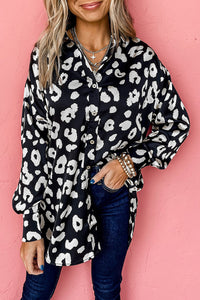 Black Leopard Print Tunic Shirt | Tops/Blouses & Shirts