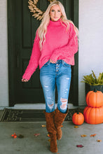 Load image into Gallery viewer, Pink Ribbed Turtleneck Fuzzy Sleeve Knit Sweater | Tops/Sweaters &amp; Cardigans
