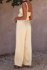 Wide Leg Pants Set | Ruffled Sleeveless Top and Pants