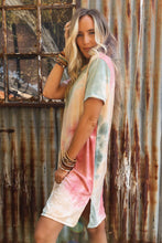 Load image into Gallery viewer, Multicolor Tie Dye Oversized Slit Tee Dress | Dresses/T Shirt Dresses
