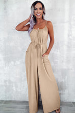 Load image into Gallery viewer, Wide Leg Jumpsuit | Apricot Spaghetti Straps Waist Tie with Pockets
