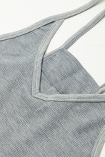 Load image into Gallery viewer, Gray Jumpsuit | Gray Waffle Knit Spaghetti Straps Loose Fit
