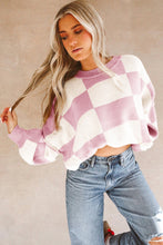 Load image into Gallery viewer, Checkered Sweater | Pink Bishop Sleeve Sweater
