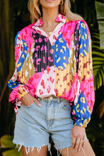 Load image into Gallery viewer, Rose Leopard Patchwork Print Pleated Blouse | Tops/Blouses &amp; Shirts
