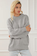 Load image into Gallery viewer, Light Grey Chunky Knit Turtle Neck Drop Shoulder Sweater | Tops/Sweaters &amp; Cardigans
