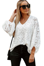 Load image into Gallery viewer, White Lace Top | Floral Crochet Loose Fit V Neck Top
