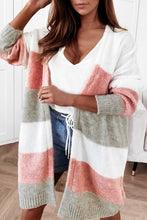 Load image into Gallery viewer, Gray Colorblock Stripe Open-Front Cardigan | Tops/Sweaters &amp; Cardigans
