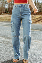 Load image into Gallery viewer, Sky Blue Cool Cargo Style Wide Leg Jeans | Bottoms/Jeans
