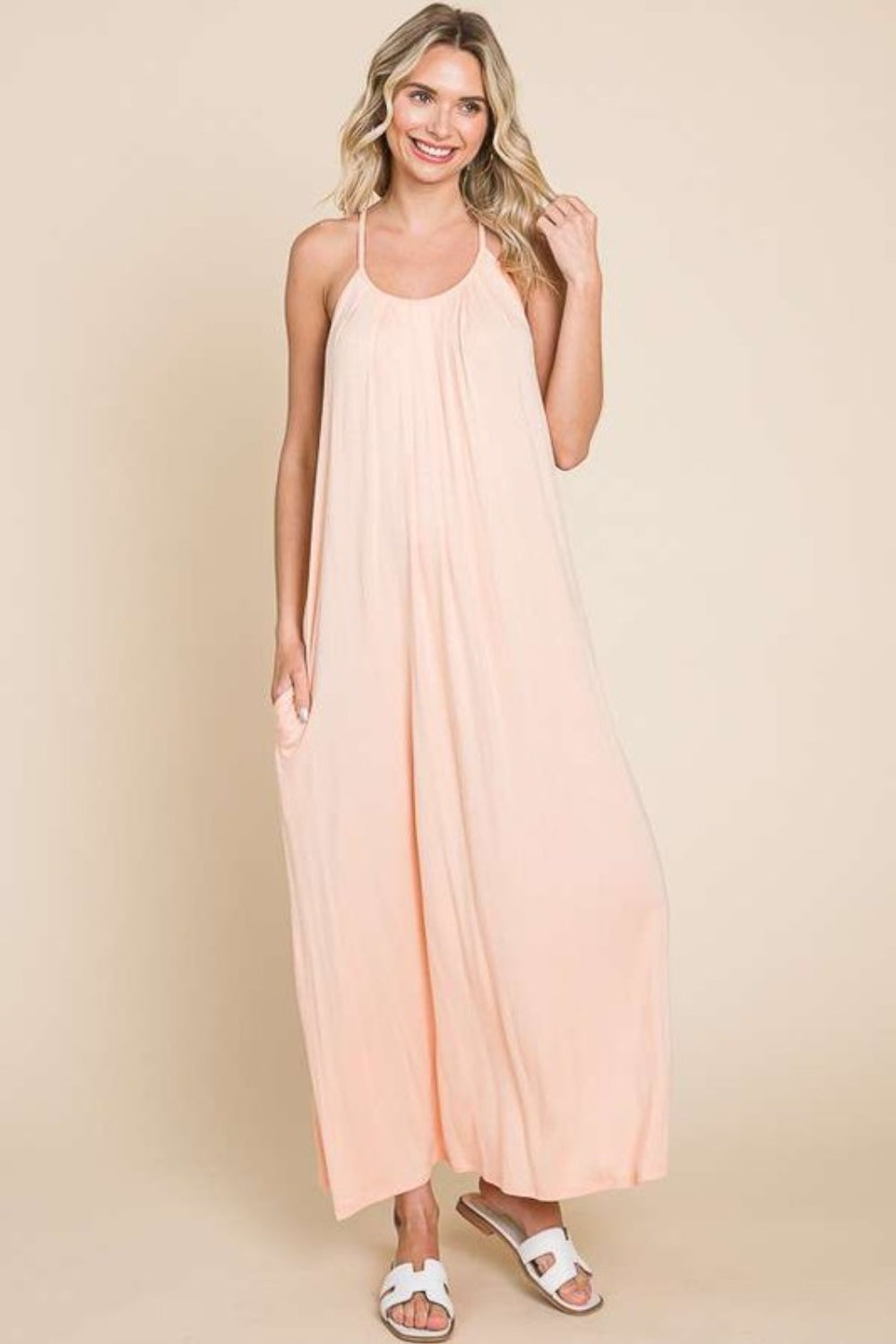 Womens Maxi Dress | Culture Code Full Size Tie Back Maxi Cami Dress | Dress