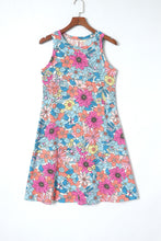 Load image into Gallery viewer, Multicolor Round Neck Sleeveless Floral Mini Dress
