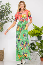 Load image into Gallery viewer, Celeste Full Size Printed Round Neck Short Sleeve Maxi Dress | Dress
