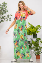 Load image into Gallery viewer, Celeste Full Size Printed Round Neck Short Sleeve Maxi Dress | Dress
