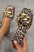 Load image into Gallery viewer, Brown Chain Decor Leopard Slide Sandals
