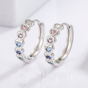 Heart Huggie Earrings | 925 Sterling Silver Inlaid Zircon