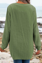 Load image into Gallery viewer, V Neck Blouse | Green Casual Pleated Textured Top
