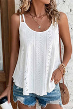 Load image into Gallery viewer, White Eyelet Strappy Scoop-Neck Tank Top | Tops/Tank Tops
