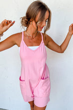 Load image into Gallery viewer, Pink Sleeveless Pocketed V Neck Jersey Romper | Bottoms/Jumpsuits &amp; Rompers
