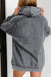 Gray Mineral Wash Kangaroo Pocket Drawstring Pullover Hoodie | Tops/Sweatshirts & Hoodies