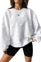 Load image into Gallery viewer, White Star Sweatshirt |  Embossed Drop Shoulder Sweatshirt
