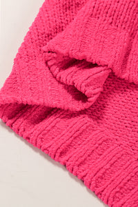 Pink Ribbed Turtleneck Fuzzy Sleeve Knit Sweater | Tops/Sweaters & Cardigans