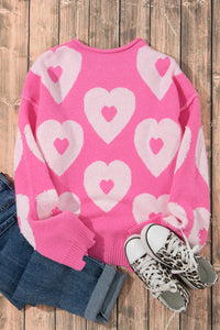 Bonbon Pearl Beaded Heart Drop Shoulder Sweater | Tops/Sweaters & Cardigans