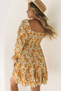 Yellow Boho Paisley Long Sleeve Floral Dress | Dresses/Floral Dresses