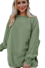 Load image into Gallery viewer, Womens Sweatshirt | Green Ribbed Oversized
