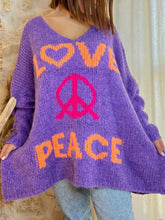 Load image into Gallery viewer, Peace Graphic V-Neck Long Sleeve Sweater
