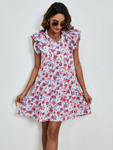 Load image into Gallery viewer, Womens Mini Dress | Tied Floral Cap Sleeve Mini Dress | Mini Dress
